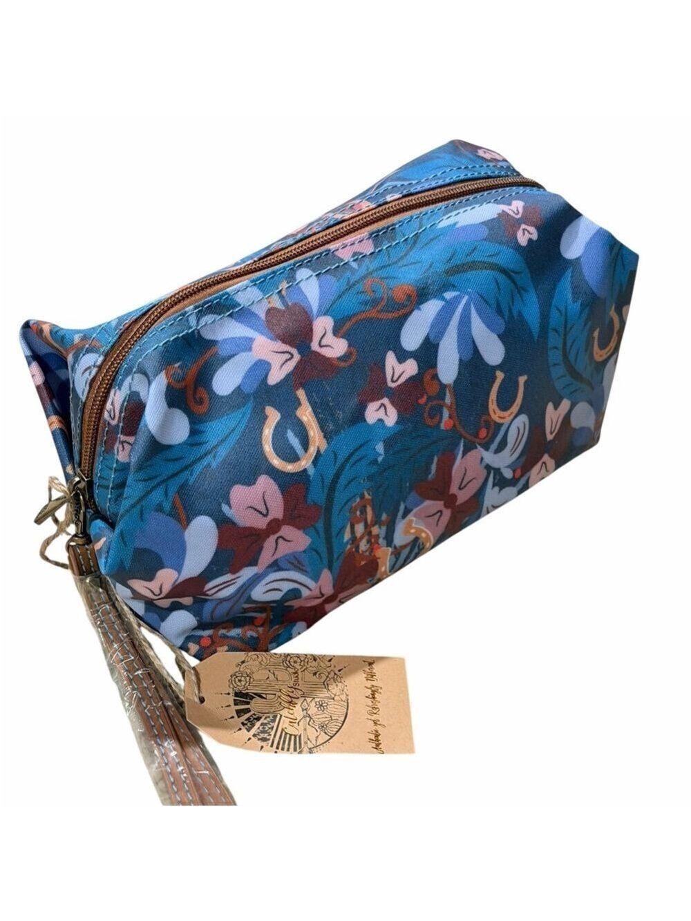 Catchfly Gold Horseshoe Cosmetic Pouch Bag NWT